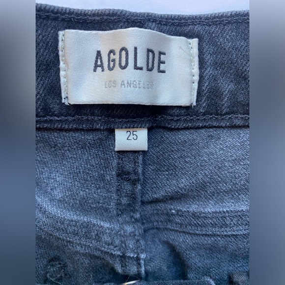 Agolde Nico High Rise Slim Straight Denim Jeans Distressed In Cassette Sz 25 - Picture 10 of 16
